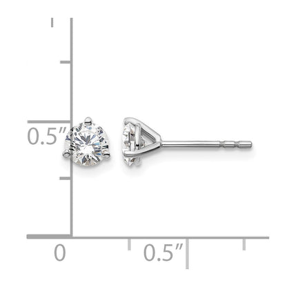 14k White Gold 3/4 carat Lab Grown Diamond VS+ F+ Round Complete Three Prong Stud Earrings