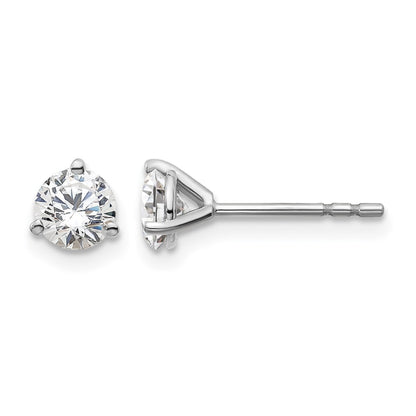 LGWE 14k White Gold 3/4 carat Certified Lab Grown Diamond VS+ F+ Round Complete Three Prong Stud Earrings