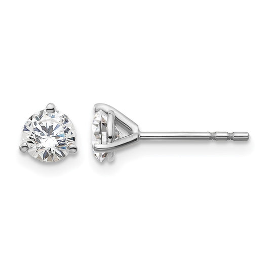 LGWE 14k White Gold 3/4 carat Lab Grown Diamond VS+ F+ Round Complete Three Prong Stud Earrings