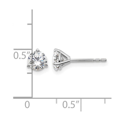 LGWE 14k White Gold 1 carat Lab Grown Diamond VS+ F+ Round Complete Three Prong Stud Earrings