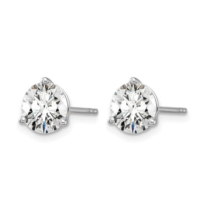 LGWE 14k White Gold 1 3/4 carat Lab Grown Diamond VS+ F+ Round Three Prong Complete Stud Earrings