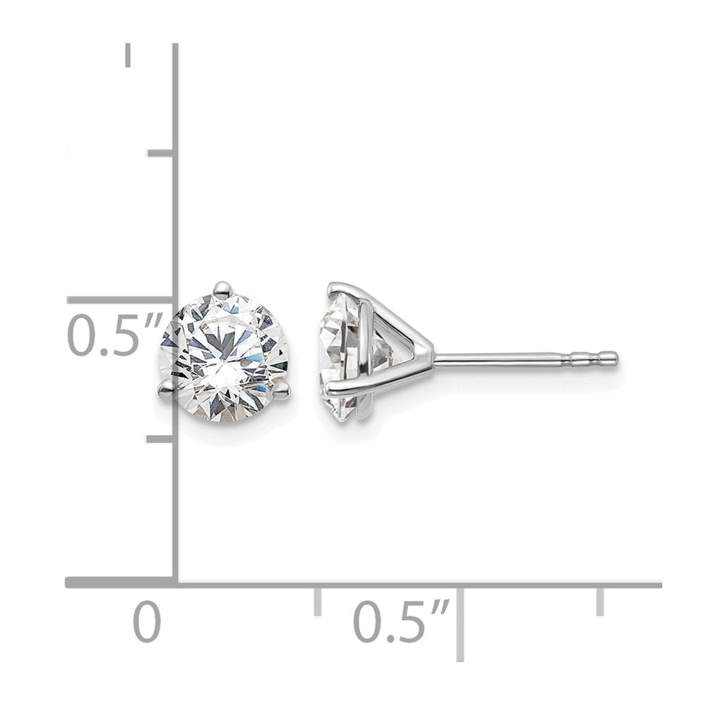 LGWE 14k White Gold 1 3/4 carat Lab Grown Diamond VS+ F+ Round Three Prong Complete Stud Earrings