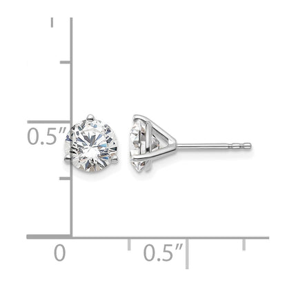 LGWE 14k White Gold 1 3/4 carat Lab Grown Diamond VS+ F+ Round Three Prong Complete Stud Earrings
