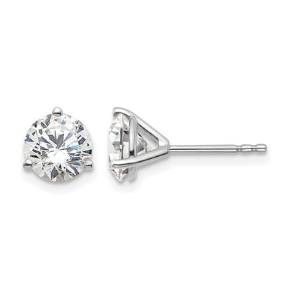 LGWE 14k White Gold 1 1/2 carat Certified Lab Grown Diamond VS/SI+ G+ Round Complete Three Prong Stud Earrings