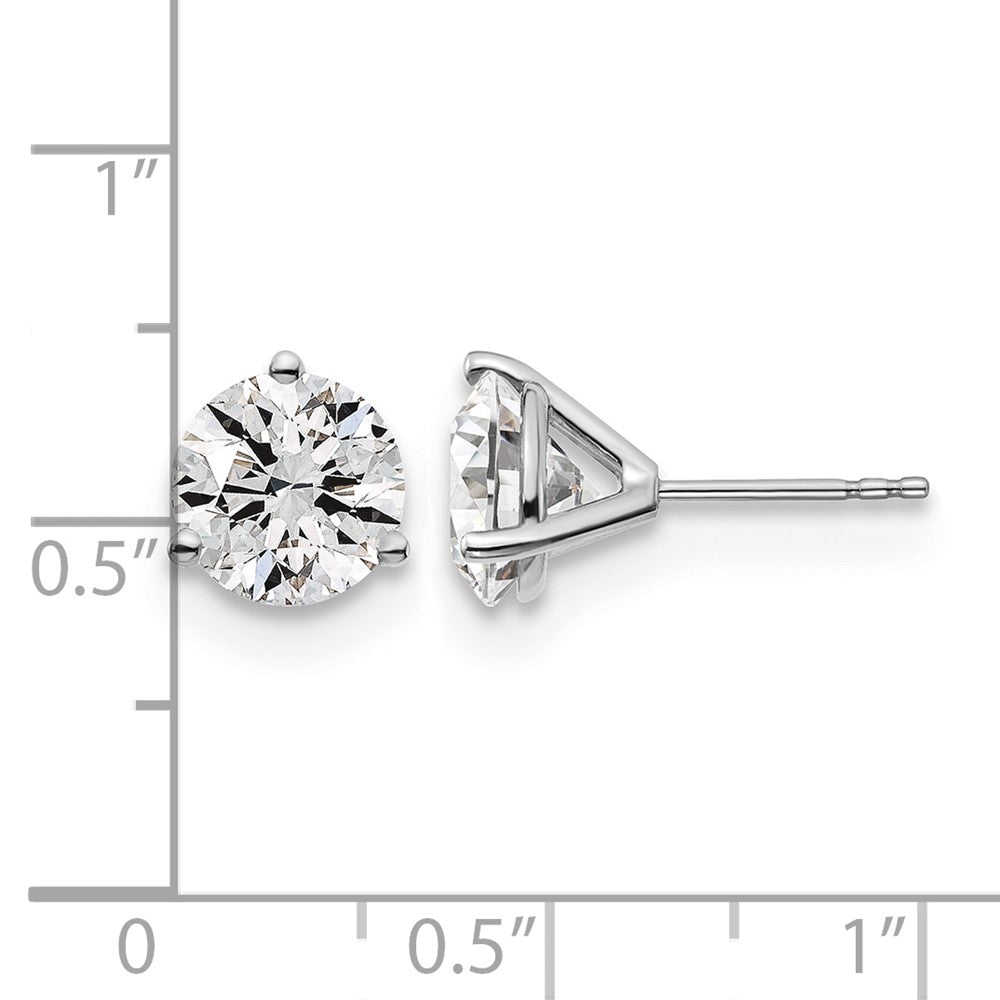 LGWE 14k White Gold 4 carat Lab Grown Diamond VS/SI+ G+ Round Complete Three Prong Stud Earrings