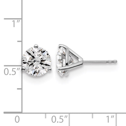 LGWE 14k White Gold 4 carat Lab Grown Diamond VS/SI+ G+ Round Complete Three Prong Stud Earrings