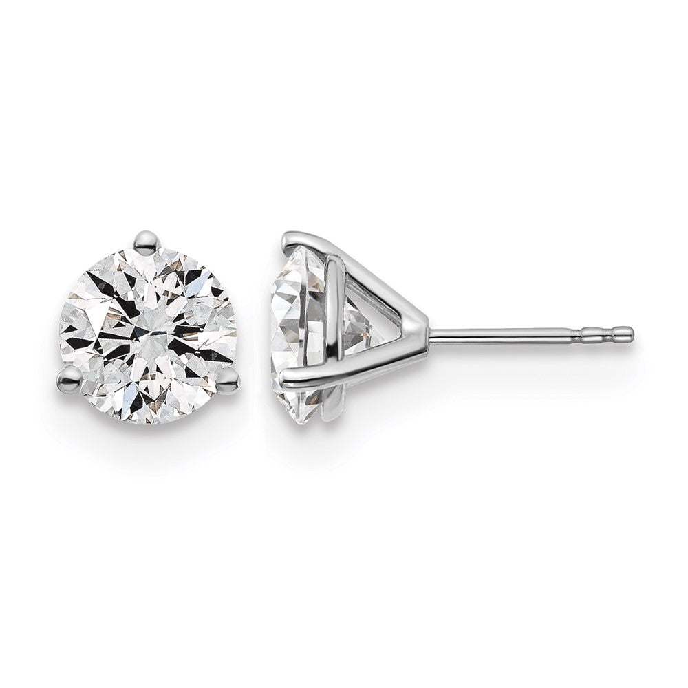 LGWE 14k White Gold 4 carat Lab Grown Diamond VS/SI+ G+ Round Complete Three Prong Stud Earrings