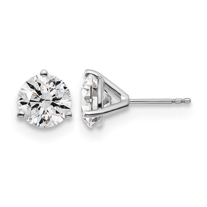 LGWE 14k White Gold 4 carat Lab Grown Diamond VS/SI+ G+ Round Complete Three Prong Stud Earrings