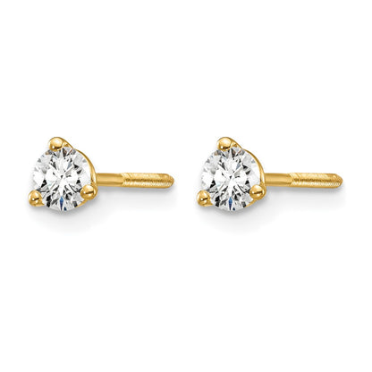 LGYE 14k 1/4 carat Lab Grown Diamond VS+ F+ Round Complete Three Prong Screwback Stud Earrings