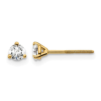LGYE 14k 1/4 carat Lab Grown Diamond VS+ F+ Round Complete Three Prong Screwback Stud Earrings