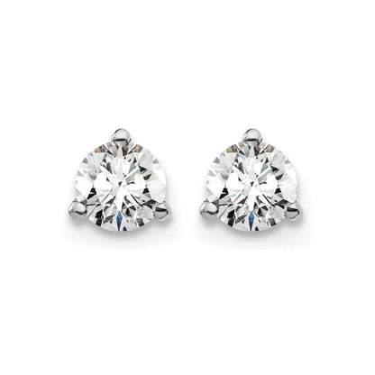 LGWE 14k White Gold 1/2 carat Lab Grown Diamond VS/SI+ G+ Round Complete Three Prong Screwback Stud Earrings