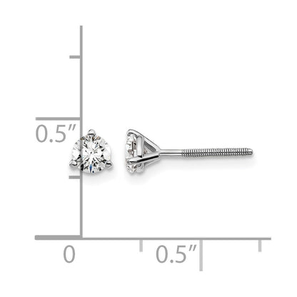 LGWE 14k White Gold 1/2 carat Lab Grown Diamond VS/SI+ G+ Round Complete Three Prong Screwback Stud Earrings