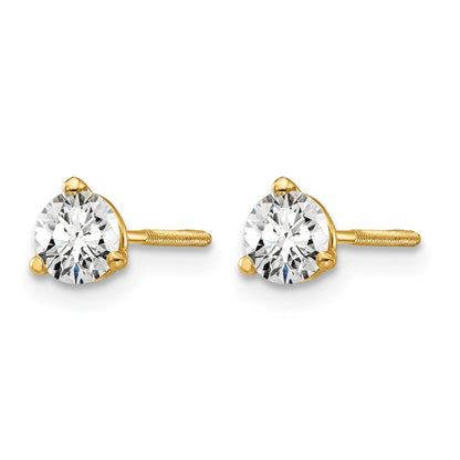 LGYE 14k 1/2 carat Lab Grown Diamond VS+ F+ Round Complete Three Prong Screwback Stud Earrings