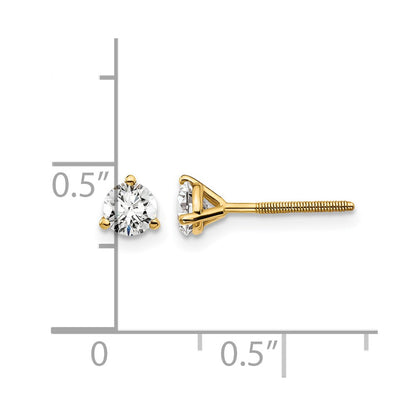 LGYE 14k 1/2 carat Lab Grown Diamond VS+ F+ Round Complete Three Prong Screwback Stud Earrings