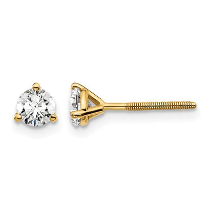 LGYE 14k 1/2 carat Lab Grown Diamond VS+ F+ Round Complete Three Prong Screwback Stud Earrings