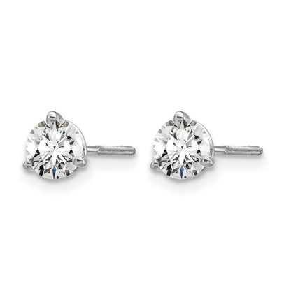 LGWE 14k White Gold 5/8 carat Lab Grown Diamond VS/SI+ G+ Round Complete Three Prong Screwback Stud Earrings