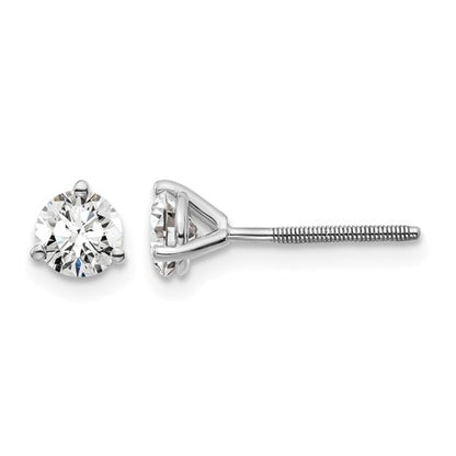 LGWE 14k White Gold 5/8 carat Lab Grown Diamond VS/SI+ G+ Round Complete Three Prong Screwback Stud Earrings