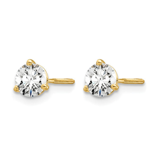 LGYE 14k 3/4 carat Lab Grown Diamond VS+ F+ Round Complete Three Prong Screwback Stud Earrings