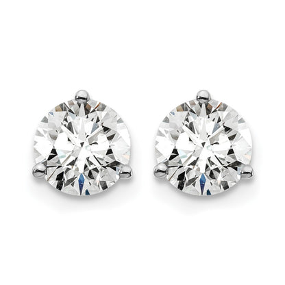 LGWE 14k White Gold 1 1/2 carat Lab Grown Diamond VS+ F+ Round Complete Three Prong Screwback Stud Earrings