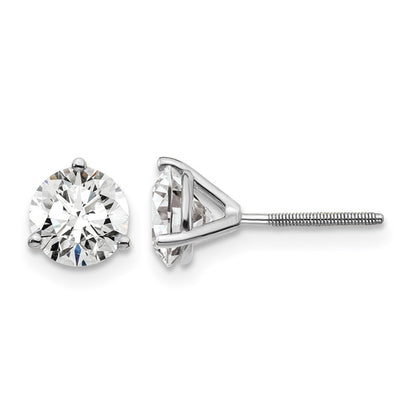 LGWE 14k White Gold 1 1/2 carat Lab Grown Diamond VS+ F+ Round Complete Three Prong Screwback Stud Earrings