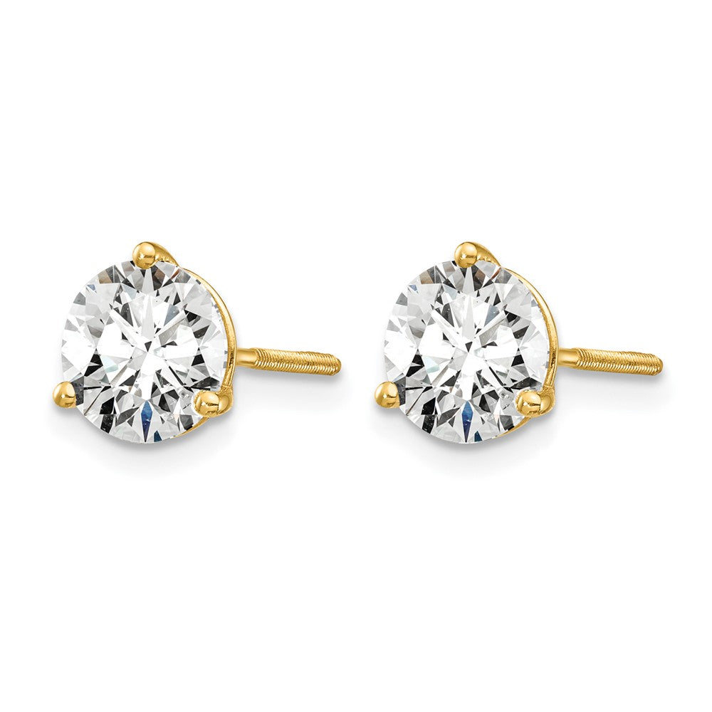 LGYE 14k 1 1/2 carat Lab Grown Diamond VS/SI+ G+ Round Complete Three Prong Screwback Stud Earrings