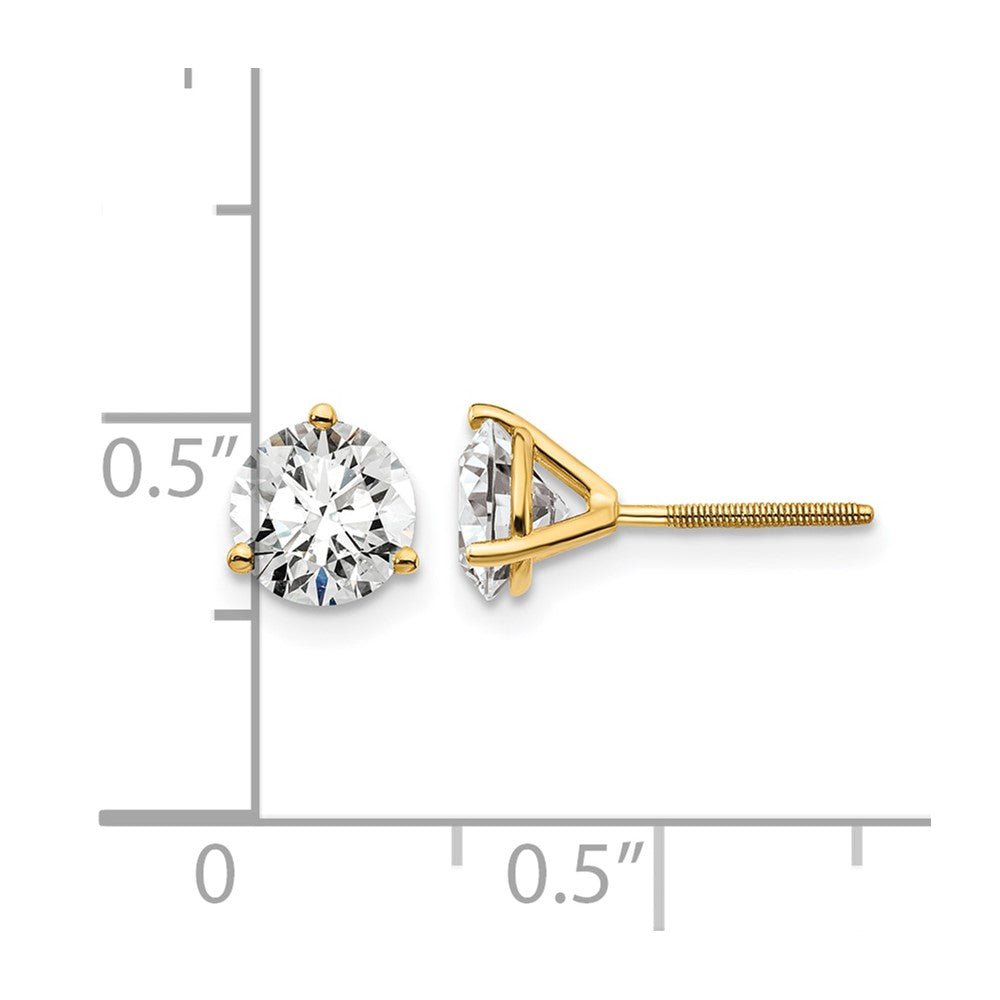 LGYE 14k 1 1/2 carat Lab Grown Diamond VS/SI+ G+ Round Complete Three Prong Screwback Stud Earrings