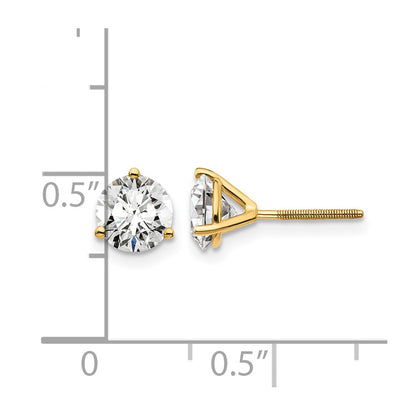 LGYE 14k 1 1/2 carat Lab Grown Diamond VS/SI+ G+ Round Complete Three Prong Screwback Stud Earrings