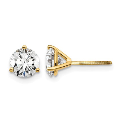 LGYE 14k 1 1/2 carat Lab Grown Diamond VS/SI+ G+ Round Complete Three Prong Screwback Stud Earrings