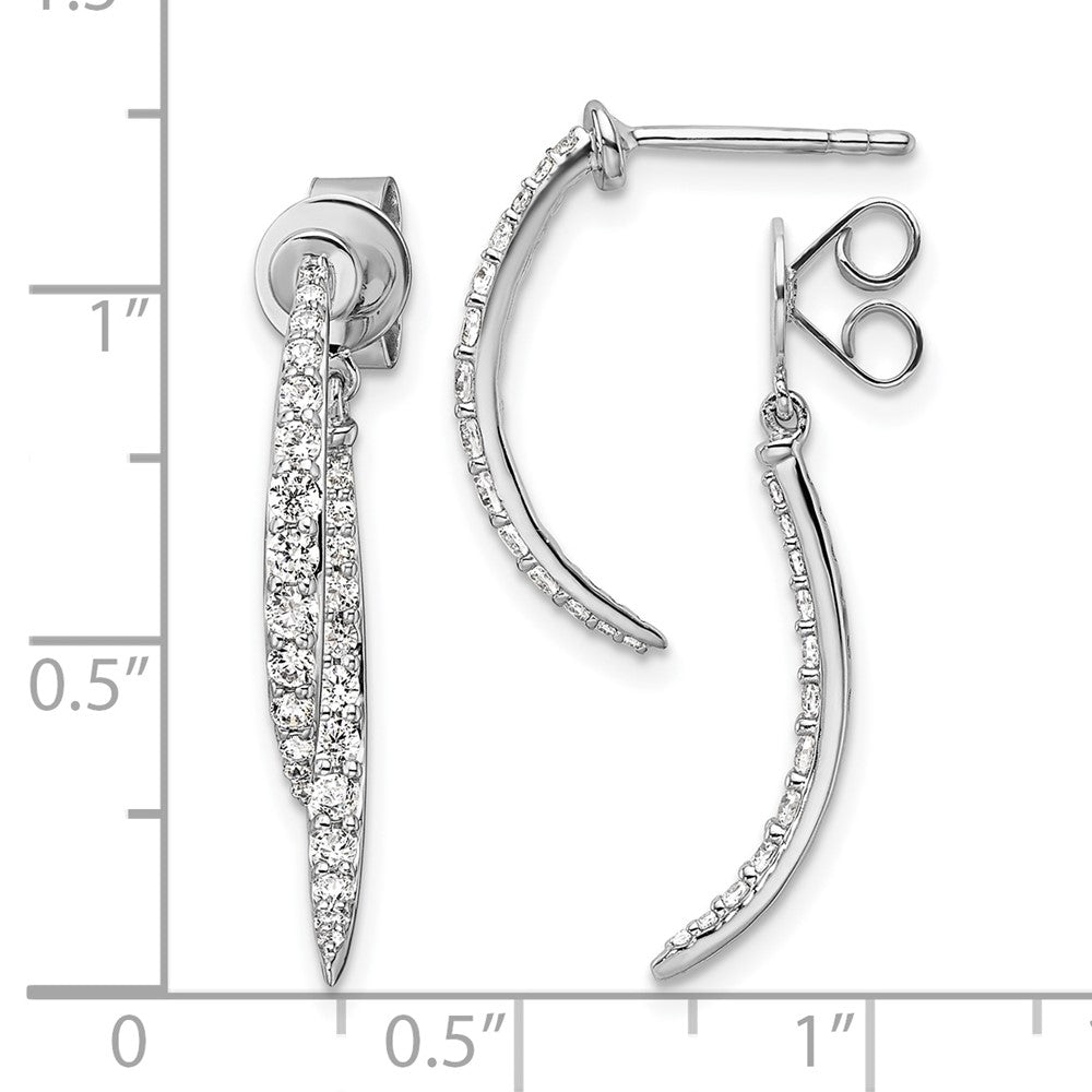 LGWE 14k White Gold 5/8 carat Lab Grown Diamond VS/SI+ G+ Front and Back Dangle Post Earrings