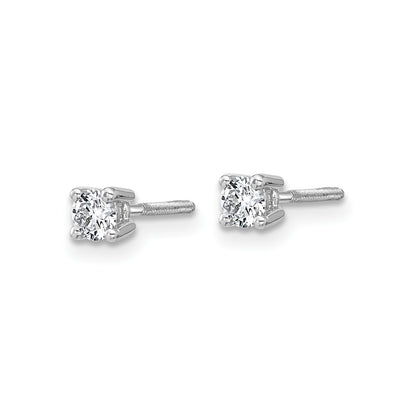 True Origin 14k White Gold 1/4 carat Round Lab Grown Diamond VS DEF 4 Prong Screw back Stud Earrings