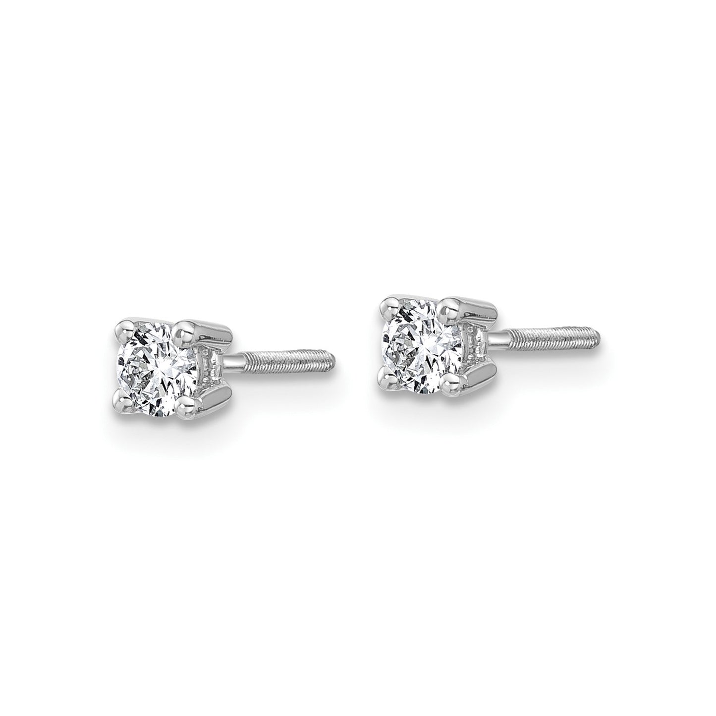 True Origin 14k White Gold 1/3 carat Round Lab Grown Diamond VS DEF 4 Prong Screw back Stud Earrings