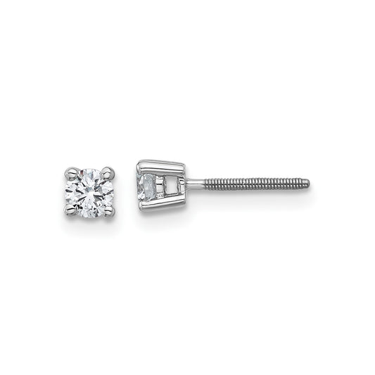 True Origin 14k White Gold 1/3 carat Round Lab Grown Diamond VS DEF 4 Prong Screw back Stud Earrings