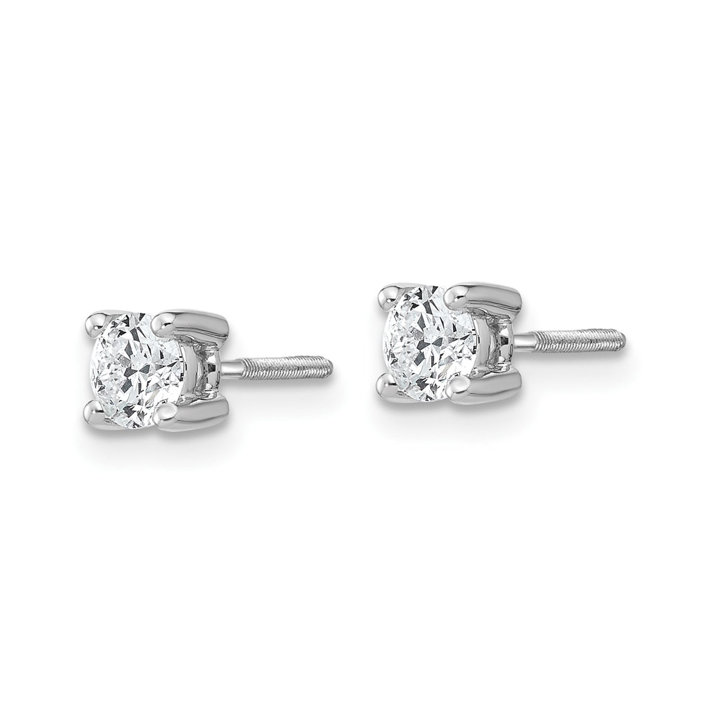 True Origin 14k White Gold 1/2 carat Round Lab Grown Diamond VS DEF 4 Prong Screw back Stud Earrings