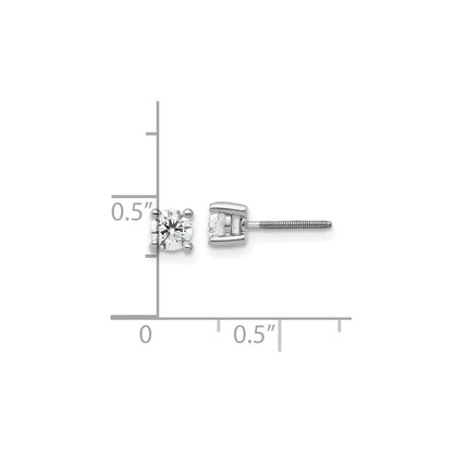 True Origin 14k White Gold 1/2 carat Round Lab Grown Diamond VS DEF 4 Prong Screw back Stud Earrings