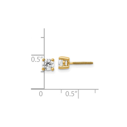 True Origin 14k 1/2 carat Round Lab Grown Diamond VS DEF 4 Prong Screw back Stud Earrings