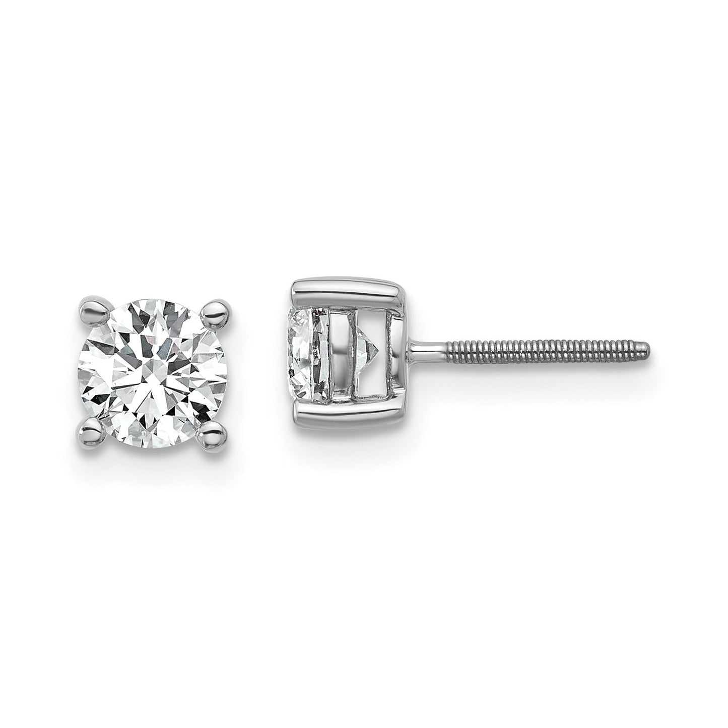 True Origin 14k White Gold 1/5 carat Round Lab Grown Diamond VS DEF 4 Prong Screw back Stud Earrings