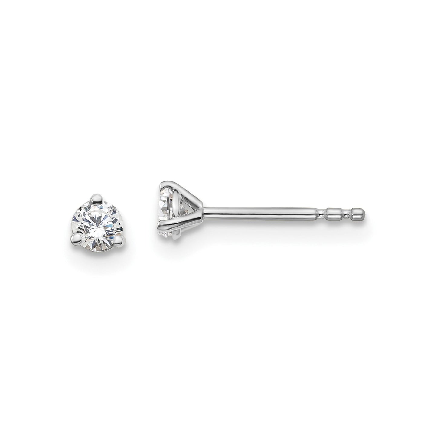 True Origin 14k White Gold 1/5 carat Round Lab Grown Diamond VS DEF 3 Prong Stud Earrings