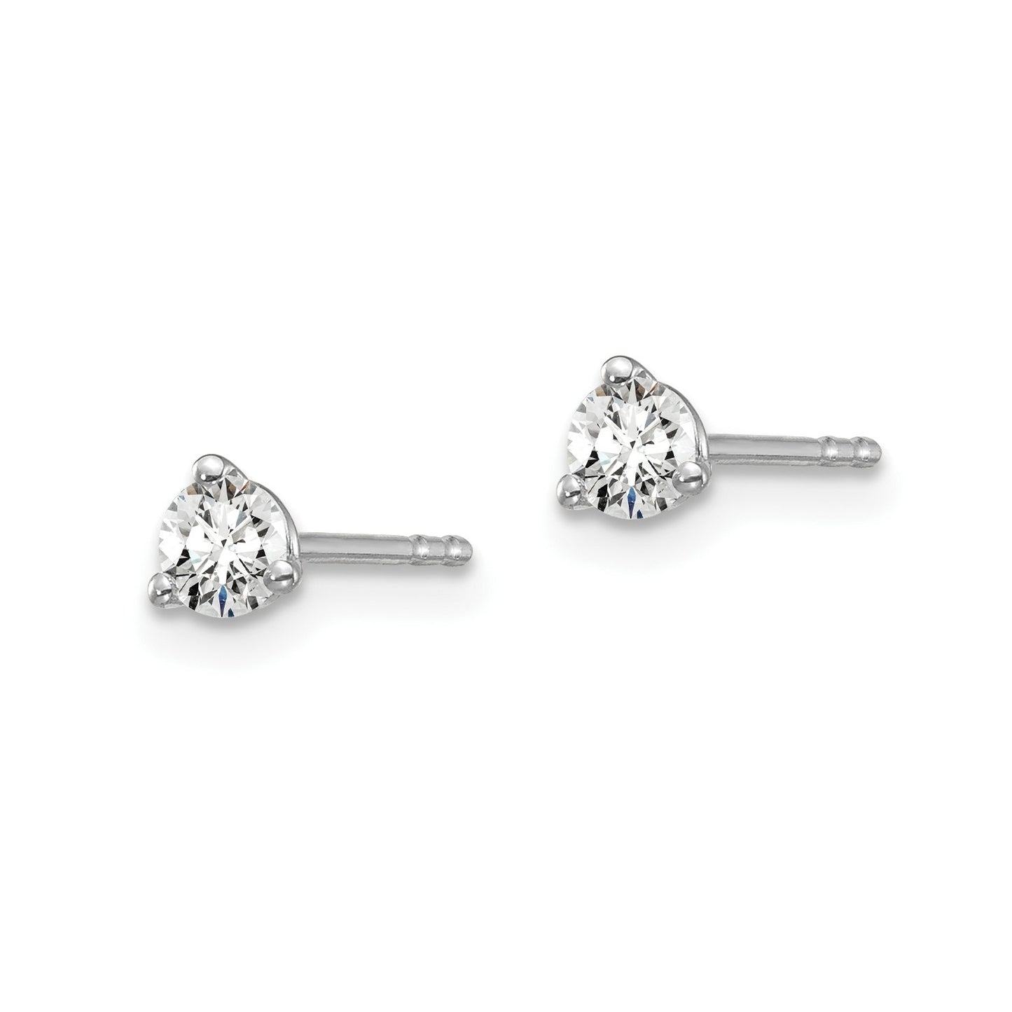 True Origin 14k White Gold 1/4 carat Round Lab Grown Diamond VS DEF 3 Prong Stud Earrings