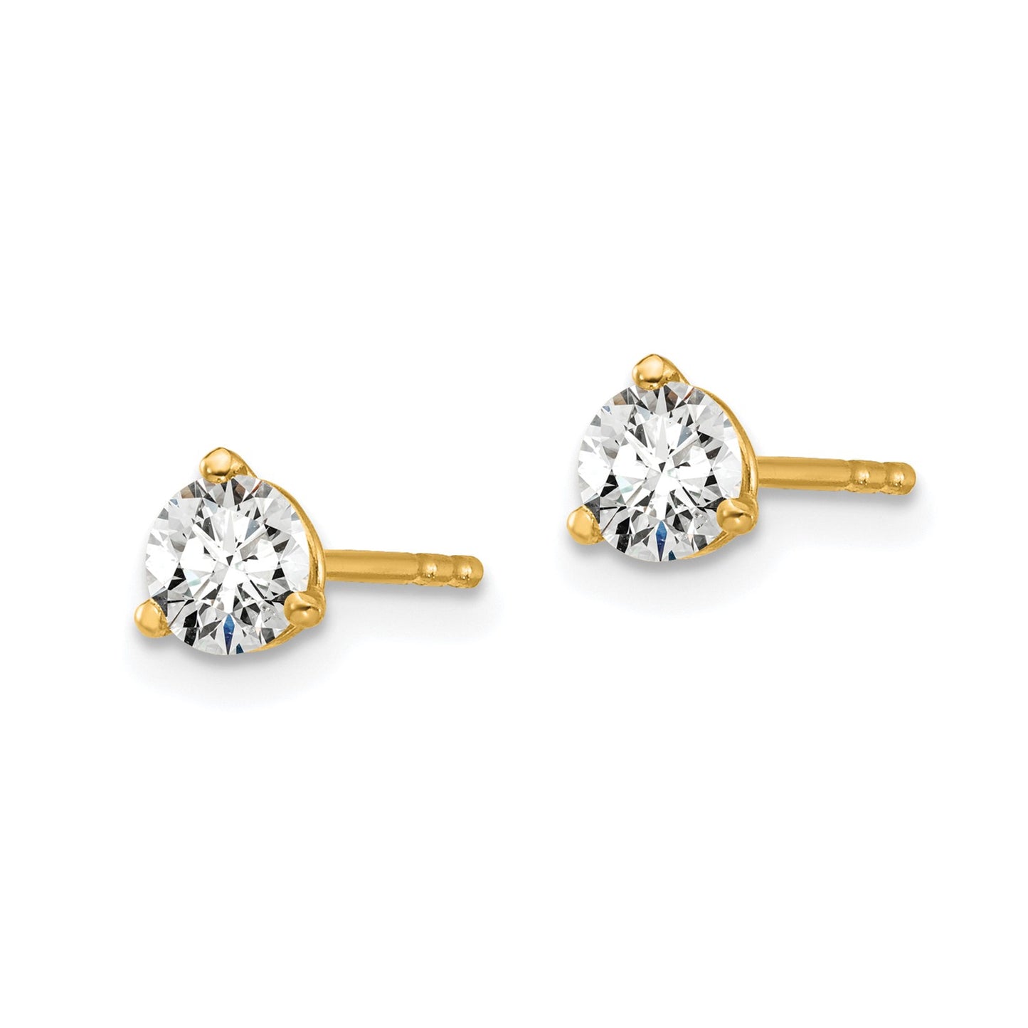 True Origin 14k 1/2 carat Round Lab Grown Diamond VS DEF 3 Prong Stud Earrings