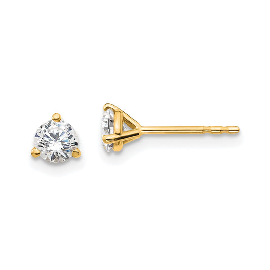 True Origin 14k 1/2 carat Round Lab Grown Diamond VS DEF 3 Prong Stud Earrings