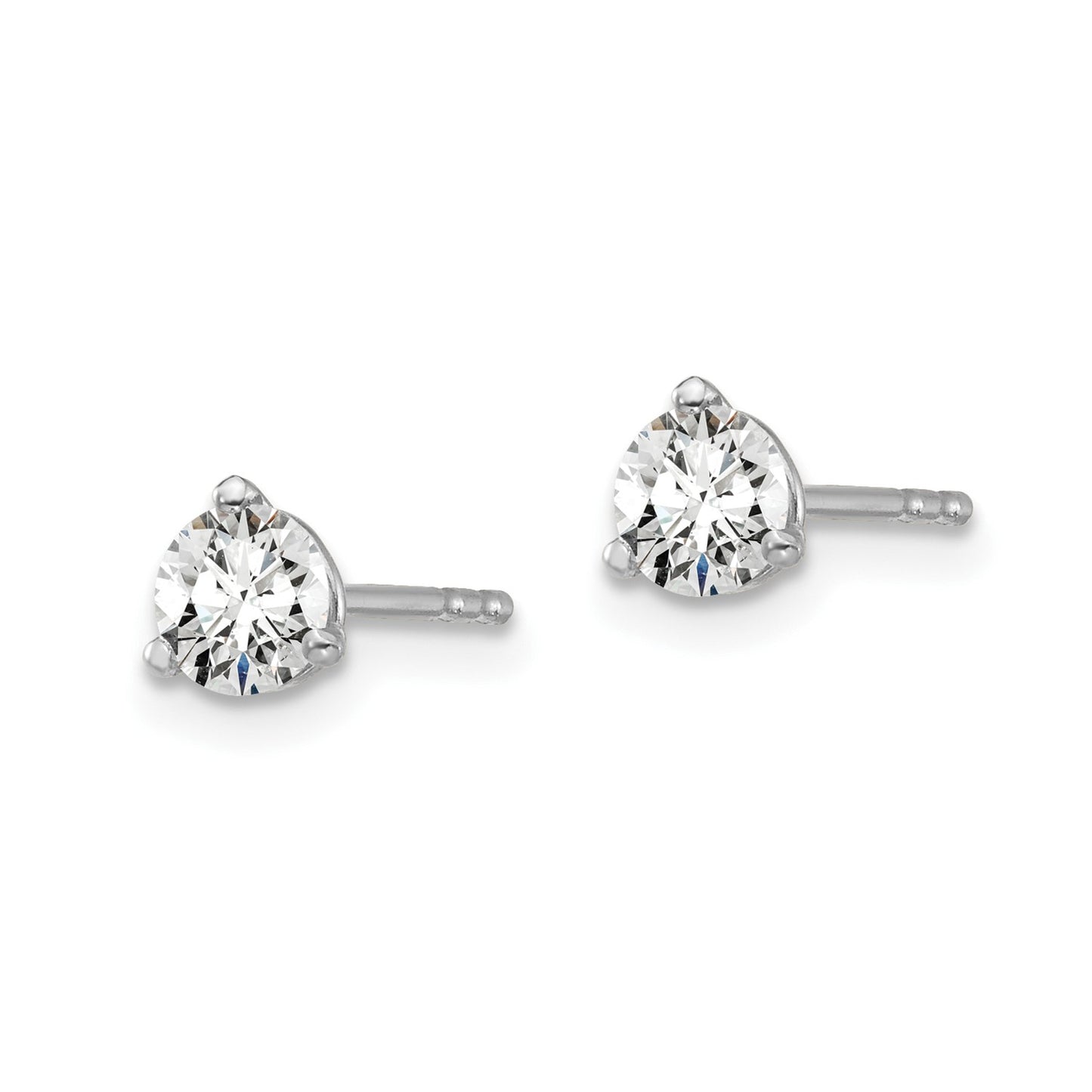 True Origin 14k White Gold 1/2 carat Round Lab Grown Diamond VS DEF 3 Prong Stud Earrings