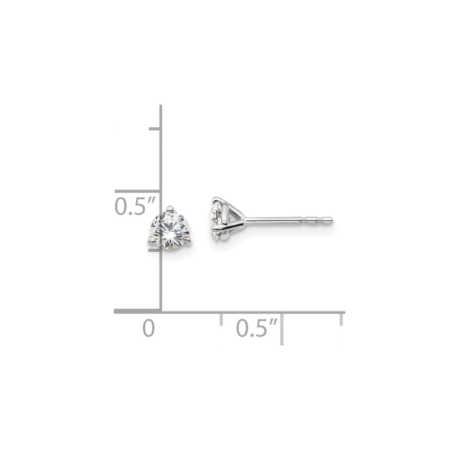 True Origin 14k White Gold 1/2 carat Round Lab Grown Diamond VS DEF 3 Prong Stud Earrings