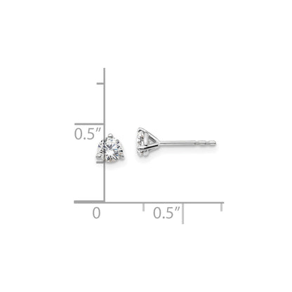 True Origin 14k White Gold 1/2 carat Round Lab Grown Diamond VS DEF 3 Prong Stud Earrings