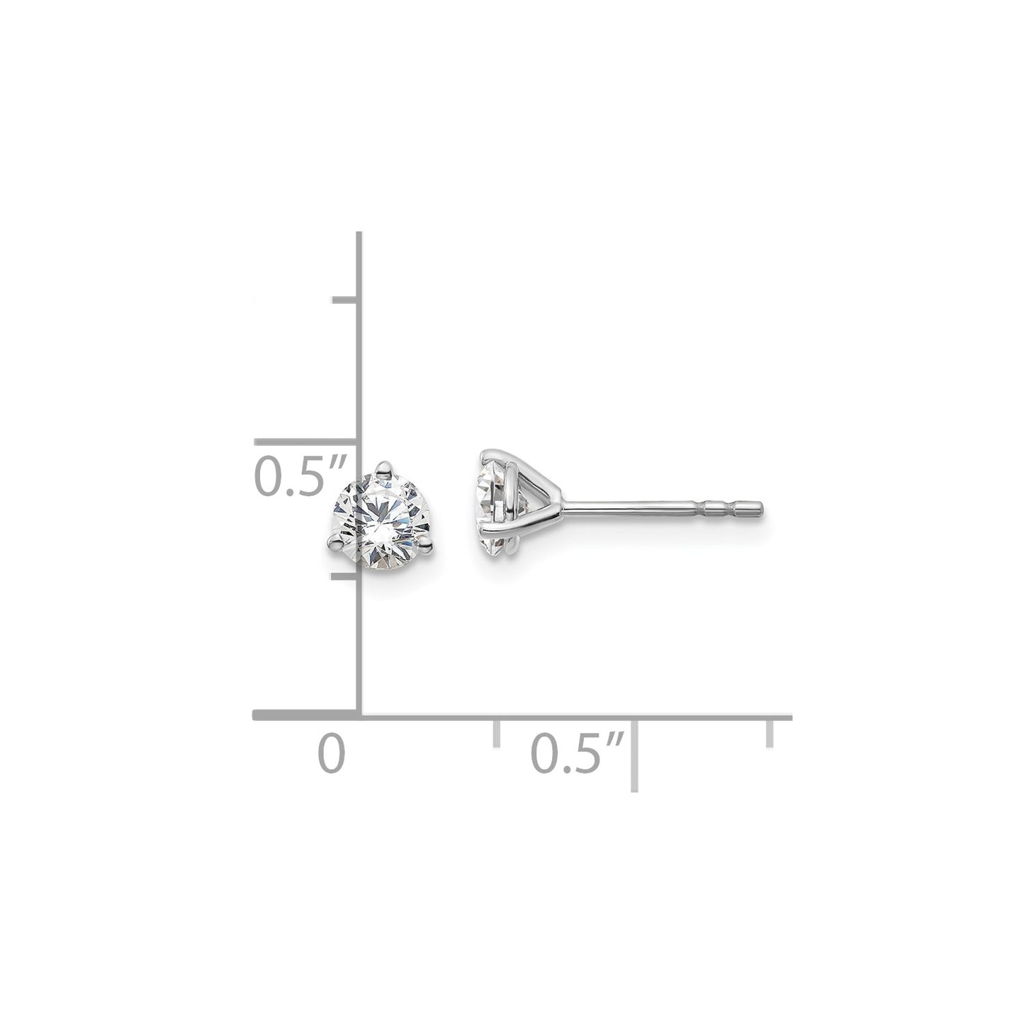 True Origin 14k White Gold 2/3 carat Round Lab Grown Diamond VS DEF 3 Prong Stud Earrings