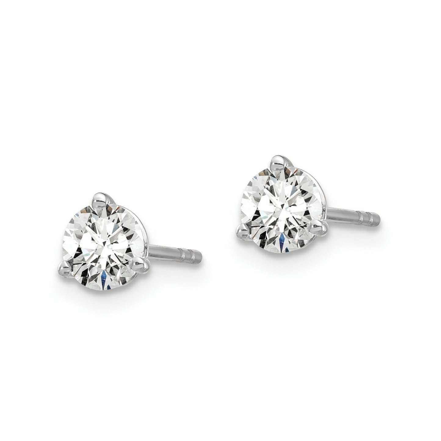 True Origin 14k White Gold 3/4 carat Round Lab Grown Diamond VS DEF 3 Prong Stud Earrings