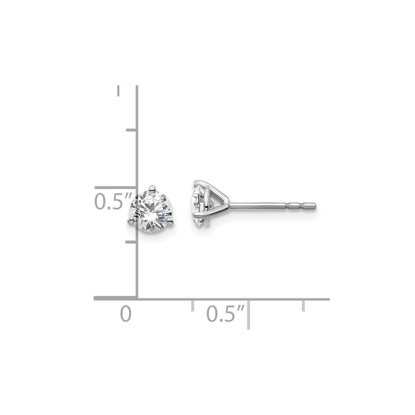 True Origin 14k White Gold 3/4 carat Round Lab Grown Diamond VS DEF 3 Prong Stud Earrings