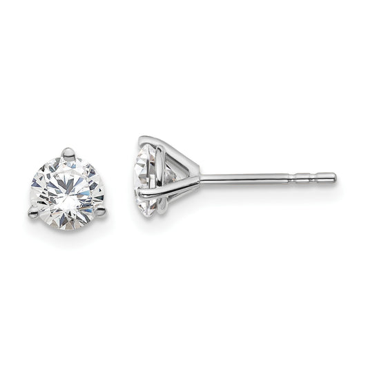 True Origin 14k White Gold 1 carat Round Lab Grown Diamond VS DEF 3 Prong Stud Earrings