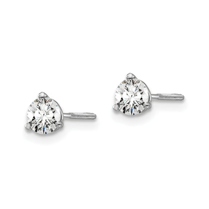 True Origin 14k White Gold 1/2 carat Round Lab Grown Diamond VS DEF 3 Prong Screw back Stud Earrings