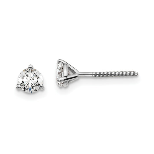 True Origin 14k White Gold 1/2 carat Round Lab Grown Diamond VS DEF 3 Prong Screw back Stud Earrings