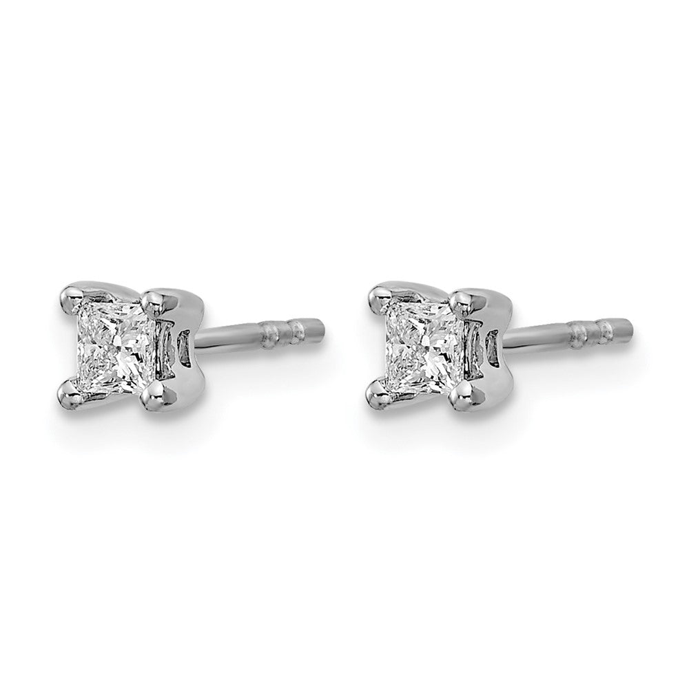 LGWE 14k White Gold 1/3 carat Lab Grown Diamond VS+ F+ Princess Complete Four Prong Stud Earrings